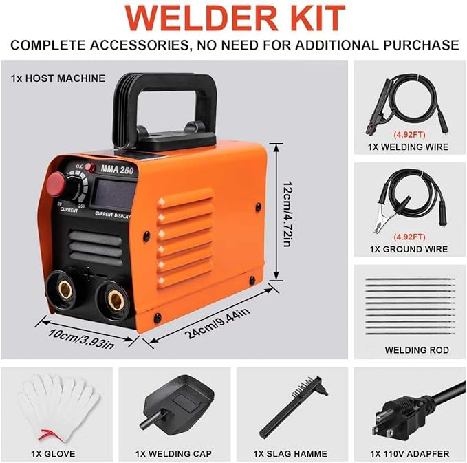 Siasky Mini Welding Machine, Upgraded Welder Machine 110V, Portable Stick Welder MMA-250A, IGBT Inverter Welder with Hot Start, Arc Force, Anti-Stick (20 welding rods)