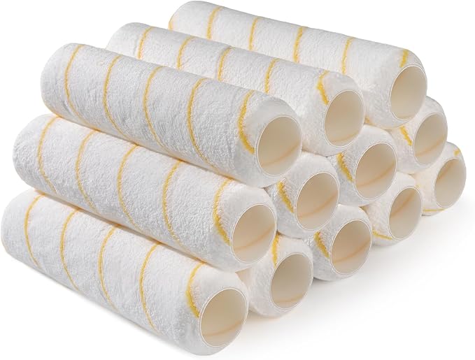Paint Roller Covers, 12 Pack, 9 Inch Microfiber Paint Roller, 3/8" Nap Covers for Paint Roller Frame, Rollers for Painting, House Painting Supplies for Painting Walls