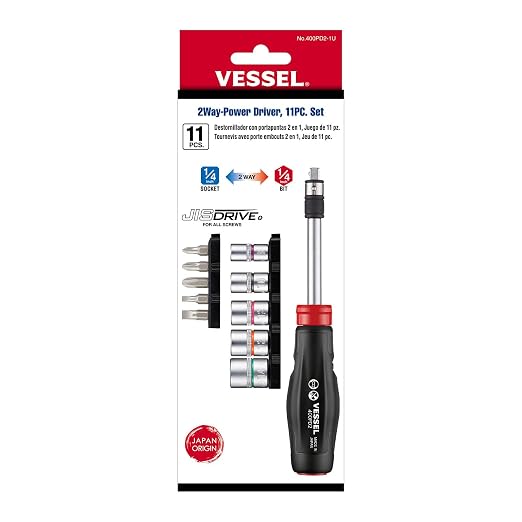 VESSEL (USA Official) 2 Way-Power Driver, 11PC. Set No.400PD21U