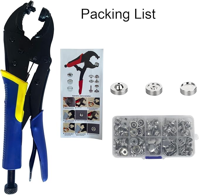 Heavy Duty Snap Fastener Tool Kit with 20 Sets Buttons, JYEASTZ Adjustable Buckle Pliers, Suitable for Repairing or Replacing Sailboat Cloth, Denim Clothing, Leather, Sun Visors, etc (Blue)