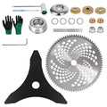 10" 3T Carbon Steel Brush Cutter Weed Eater Blades + 10" 80T Carbide Tip Brush Cutter Trimmer Kit with Universal Adapter Kit and 2 Round Files