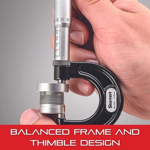 Starrett Outside Micrometer with One-Piece Spindle, Satin Chrome Finish and Advanced Sleeve Design - Quick and Easy Adjustment, 4-5" Range, .0001" Graduation - T436.1XFL-5