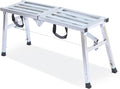 Adjustable Work Platform with 400 lb Duty Rating, Steel Step Ladder, Portable Folding Scaffolding Platform for RV Cleaning High Painting Walls, Drywall, Decorating (100 CM)