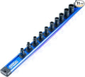 1/4 Inch Drive Magnetic Impact Socket Set, 11-Piece SAE, 7/32 Inch-9/16 Inch, 6 Point, Cr-Mo, Square Drive, Magnetic Sockets with Adapter, Rail