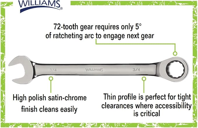 Williams JHW1230NRC Ratcheting Combination Wrench, 15/16-Inch