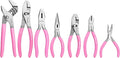 WORKPRO 7-piece Pliers Set with Groove Joint, Long Nose, Slip Joint, Linesman, and Diagonal Pliers for DIY & Home Use - Pink Ribbon