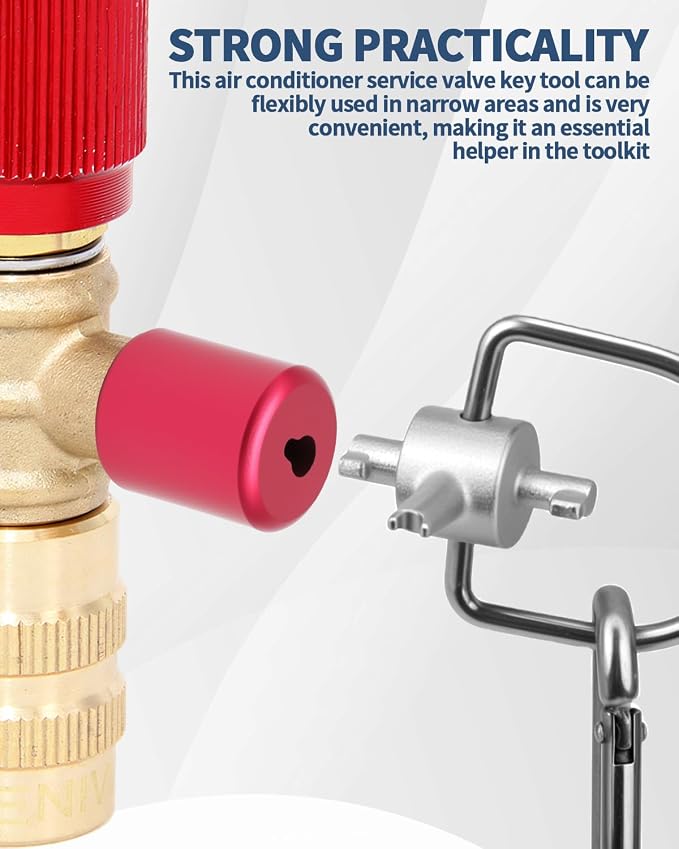 HVAC Tools Locking Cap Key for R410A R22 Refrigerant, 3-in-1 Valve Core Removal Tool, Multi-Function HVAC Refrigerant Service Key for AC; Equipment Repair, Tamper-Resistant