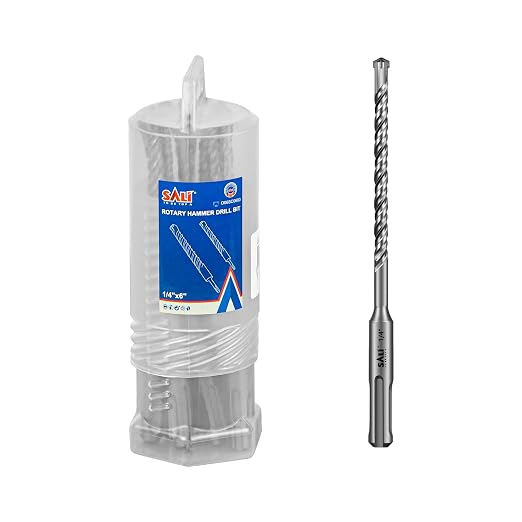 SALI 10PCS 1/4"*6" SDS Plus Rotary Hammer Drill Bit Concrete Drill Bit Kit Cross-Type Double Thread Carbide Material Suitable for Brick, Cement Walls, Stone, Hammer Drill Bits