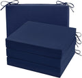 Cozyide Outdoor Chair Cushions, Waterproof Patio Seat Cushions with Adjustable Straps, Square Corner Patio Chair Cushions for Garden, Navy, 18.5x16x3 Inch (Pack of 4)