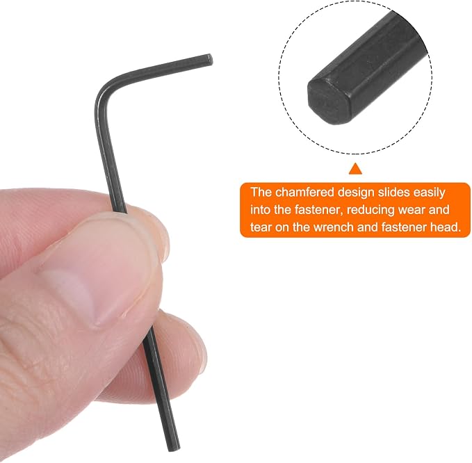 HARFINGTON 10pcs Hex Key Wrench 1/16" L-Shape Hexagon SAE Wrenches Chrome Vanadium Steel Repairing Tool for Home Repair, Black