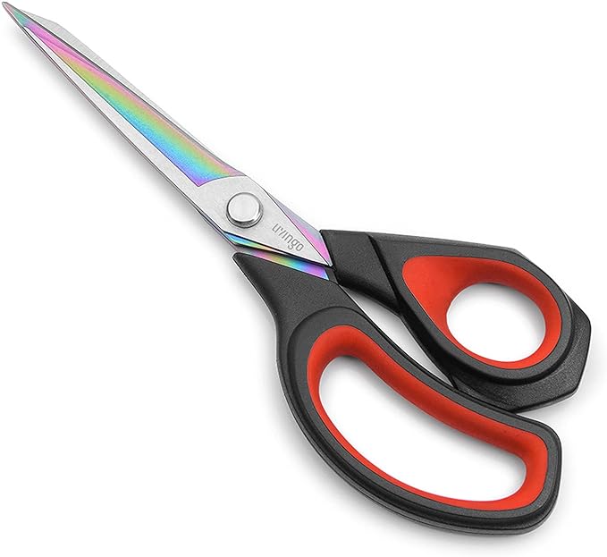 LIVINGO Premium Tailor Scissors Heavy Duty Multi-Purpose Titanium Coating Forged Stainless Steel Sewing Fabric Leather Dressmaking Comfort Grip Shears Professional Crafting (9.5 INCH)