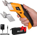 VLOXO Electric Scissors, Cordless Cardboard Cutter Power Fabric Scissors Mini Box Cutter with Blades Rechargeable Multi-Tool for Crafts Leather Cardboard Carpet Plastic Include Case Yellow CS4001