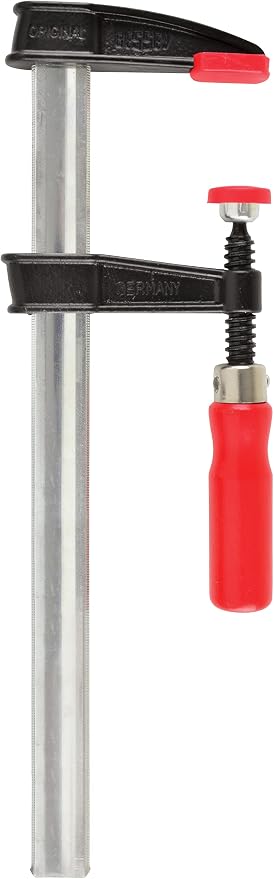 BESSEY Light Duty Tradesman's Bar Clamp - 2.5x12 In - TGJ2.512 - Woodworking Clamps with Wooden Handle, Ideal for Home Improvement & Workbench Projects, carpentry and Cabinetry, Black & Red
