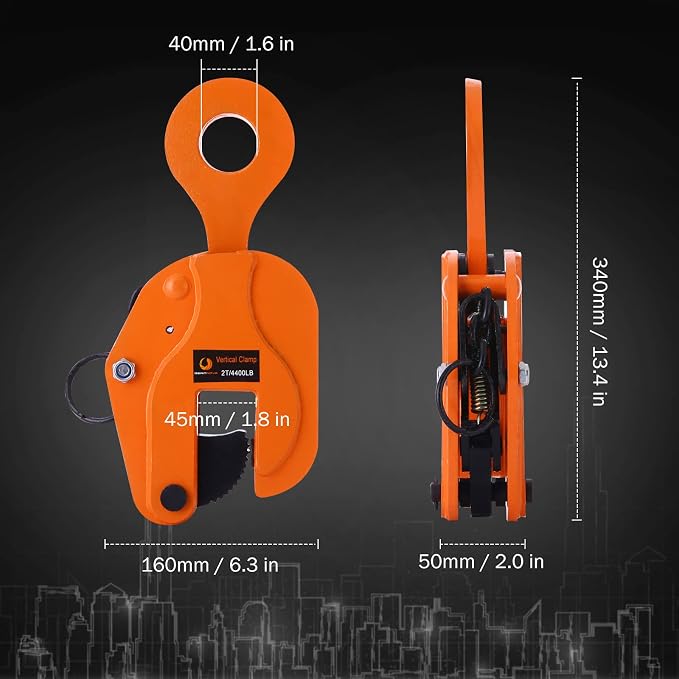BEAMNOVA 2 Tons Vertical Plate Lifting Clamp, Non-Rotating Ring
