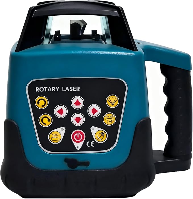 Rotary Laser Level Kit, 360 Degree Automatic Self Leveling Red Beam Horizontal & Vertical Laser Transit, 500m Working Range for Construction & Building - Blue