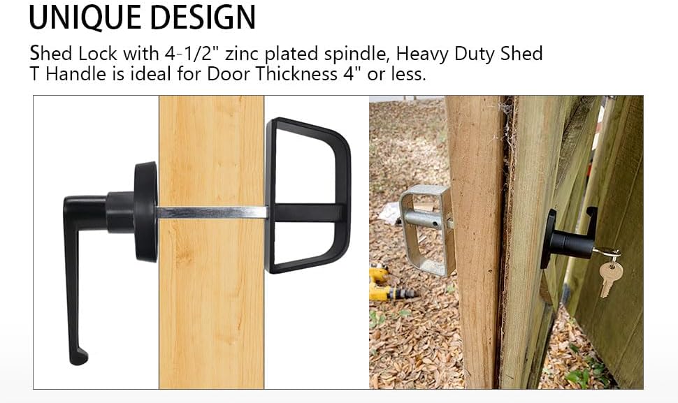 4½" L-Handle Lock kit Shed Door Lock with samed Keys and Screws for Playhouse & Chicken Coop Door Lock 4-1/2“ L-Handle 1kit