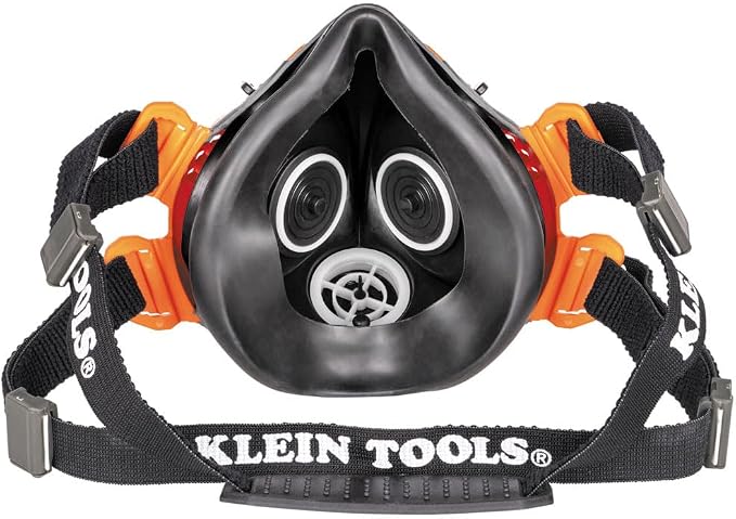 Klein Tools 60553 Reusable P100 Half-Mask Respirator with Replaceable Filters for Dust, Metal Fumes, and Oil Mist, S/M