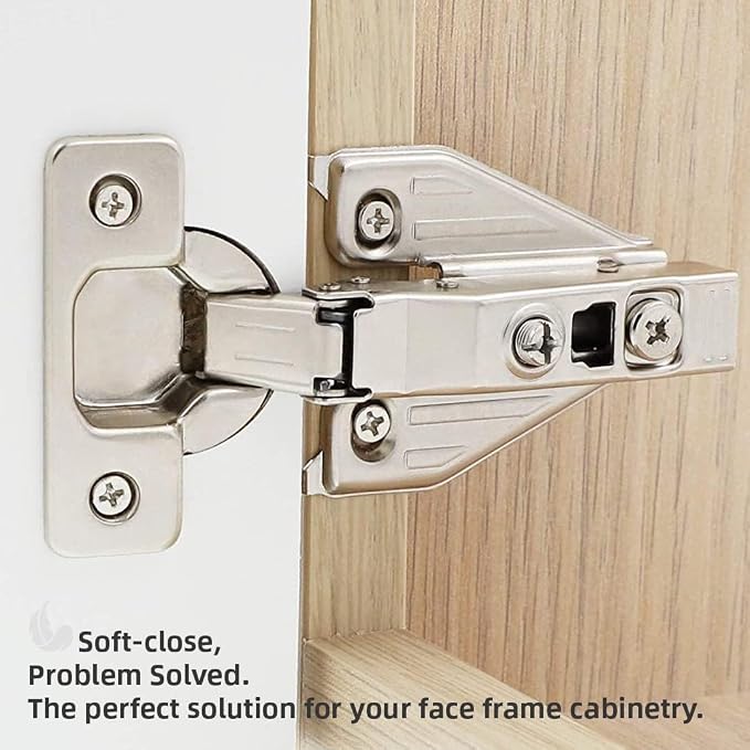 DecoBasics (2 PCS) Full Overlay Soft Close Cabinet Hinges for Kitchen Cabinets - 105° Face Frame Concealed Cabinet Door Hinge -3 Way Adjustability -Clip on Plate & Matching Screw 4 Easy Installation