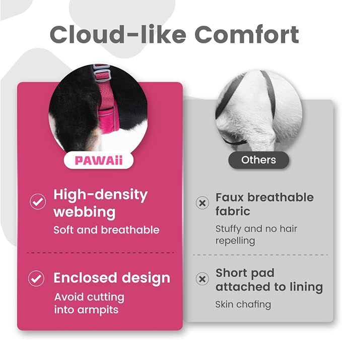 Pawaii Dog Harness for Large Dogs, No Choke Dog Harness, Adjustable Soft Padded Pet Vest with Easy Control Handle and Anti-lost Digital ID Tag