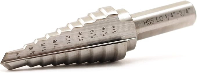 TEMO M35 Cobalt Double Straight Flute Step Drill Unibit, 9 Size 1/4 Inch To 3/4 Inch, 3/8 Inch Shank
