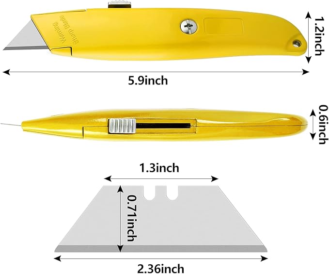 DIYSELF 2Pack Utility Knife Box Cutter Retractable Blade Heavy Duty PVC Pipe Cutter(Yellow)