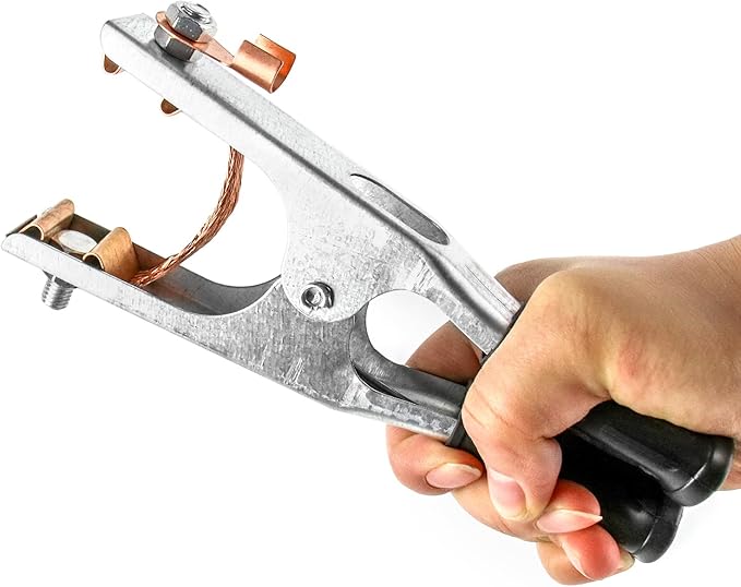 QWORK Copper Welding Ground Clamp, 4 Pack - Electroplated Earth Clip for Manual Welder