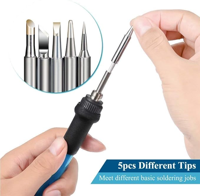Soldering Iron Kit Electronics - FEITA Adjustable Temperature Solder Iron AC110V 60W with 5Pcs Different Solder Tips, Soldering Stand, Solder Wire for Variously Electronic Repair
