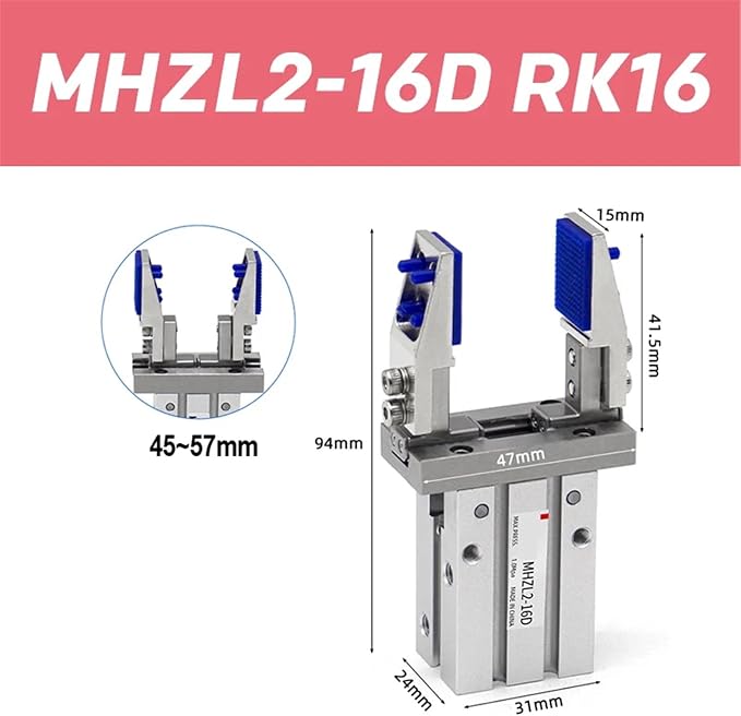 1pcs MHZ2 Finger Cylinder Parallel clamp Claw Fixture MHZ2-16D MHZ2-20D Bracket Extended Internal Support Bracket(MHZL2-16D RK16)