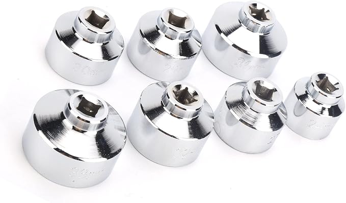 Brilluxa Oil Filter Wrench, 7Pcs Socket Cap Removal Tool Set 24 27 29 30 32 36 38mm for Automotive Paper Cartridge Housings