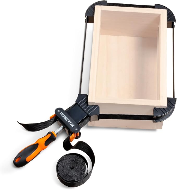 POWERTEC Strap Clamps for Woodworking – Quick Release Band Clamps with Ergonomic Handle, Adjustable Picture Frame Clamp, 13 ft Strap Belt Clamps for Cabinets and Drawers (71101V)