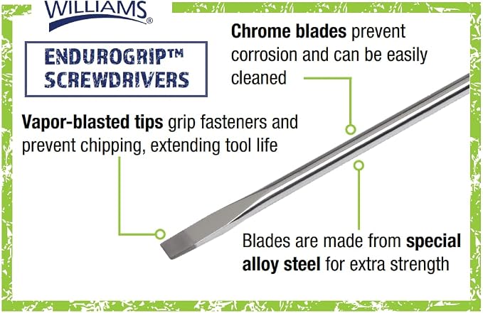 Williams JHW100P-6SD 6-Piece Endurogrip Slotted Screwdriver Set