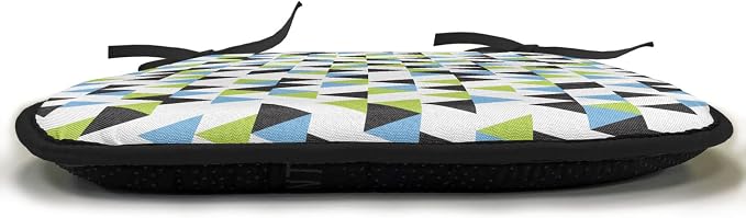 Lunarable Geometric Chair Cushion Pads Set of 4, Abstract Patterns Triangles Geometry in Contrasting Colors, Anti-Slip Seat Padding for Kitchen & Patio, 16"x16", Avocado Green Pale Blue