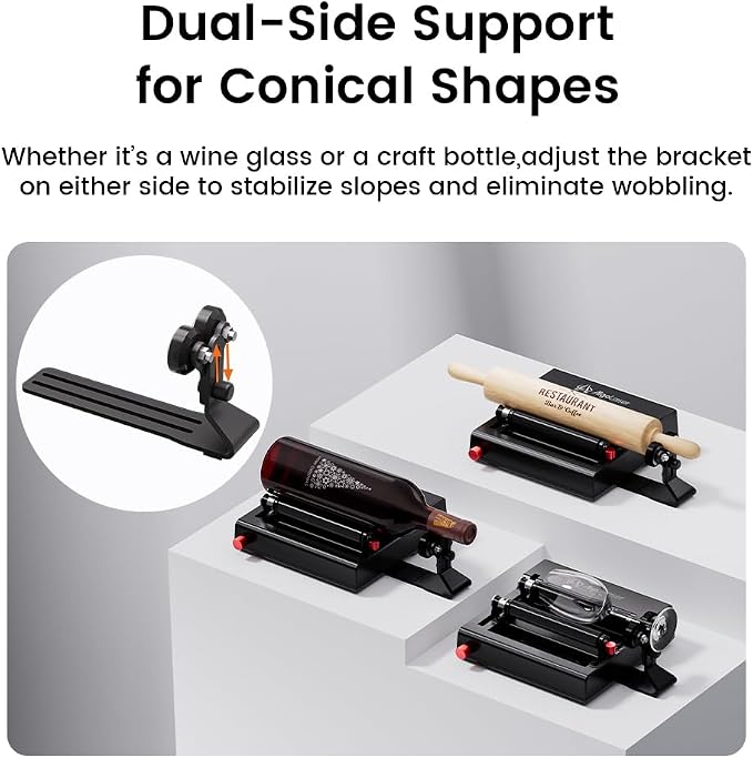 AlgoLaser Rotary Roller Attachment for Laser Engraver, 360° Dual-Support Rotary Roller for Cylindrical Objects, Tumblers, Bottles, 2-150mm Adjustable, Compatible with Pixi & Most Laser Engravers