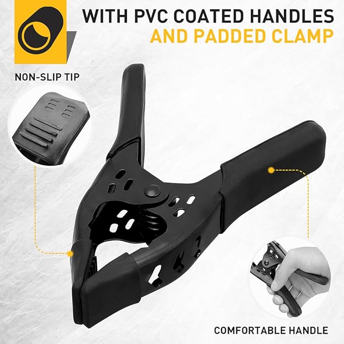 8-Piece 6 inch Heavy Duty Metal Spring Clamps: Metal Clamps for Woodworking, 2.5"-inch Jaw Opening, Heavy Duty Clips for Pool Cover Backdrop Stand Clamp