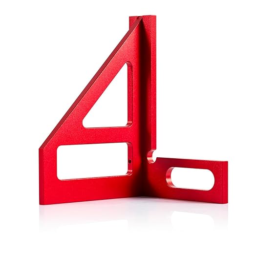 3D Multi-Angle Measuring Tool,45/90 Degree Aluminum Alloy Woodworking Square Protractor, Drawing Line Ruler, Miter Triangle Ruler Layout Measuring Tool for Woodworking (Metric-Red)