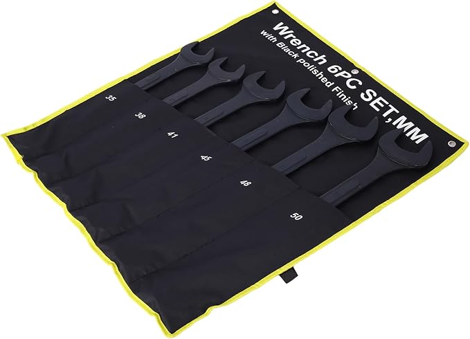 6PC Jumbo Combination Wrench Set, Metric, 35, 38, 41, 45, 48, 50mm | Extra Large Metric Wrenches for large fasteners on trucks, tractors, equipment, construction vehicles, and machinery