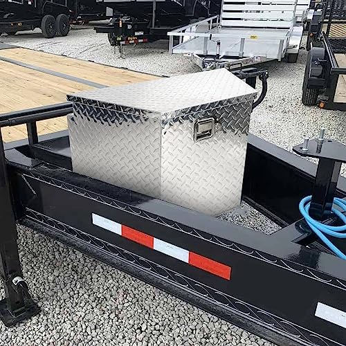 BLACKHORSE-RACING Heavy Duty Aluminum Trailer Tongue Tool Box for Pick Up Truck Bed RV ATV with Lock & Keys 29"(L) x 17"(W) x 18"(H)-Silver