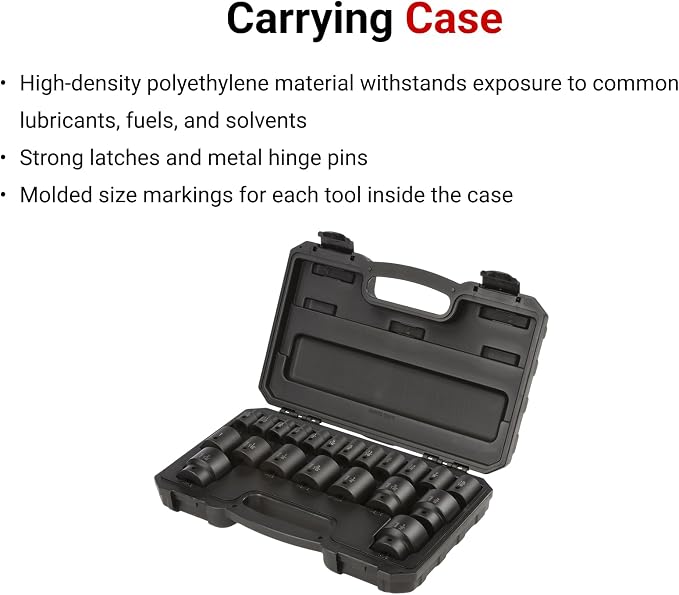 TEKTON 1/2 Inch Drive Impact Socket Set, 21-Piece | SID92302 | (5/16 - 1-1/2 in.), Shallow, 6-Point, Case