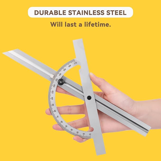 12" Steel Protractor Angle Finder Sliding Bevel Gauge Metal Protractor for Construction Jobs, Cabinet-Making and Fine Carpentry, Measuring Tool for Carpenters & Woodworking Hobbyists