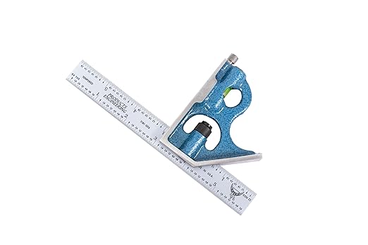 PEC Tools Square Head for 6"/150mm Combination Squares, Combination Square Component Featuring Level Vial and Scribe Tool, Cast Iron with Power-Coat Finish, PEC Trusted by Professionals Since 1960