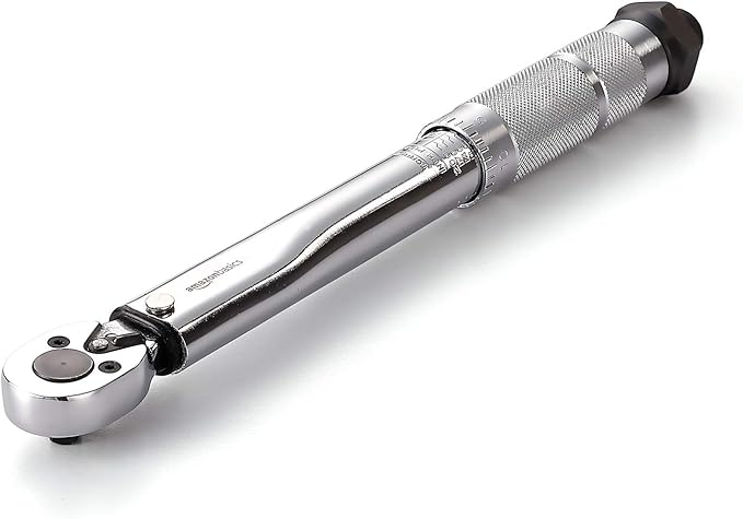 Amazon Basics 1/4-Inch Drive Click Torque Wrench, 35-200 in.-lb/3.95-22.5 Nm, Adjustable Ratchet with High Contrast Dual Range Scales, Steel Construction