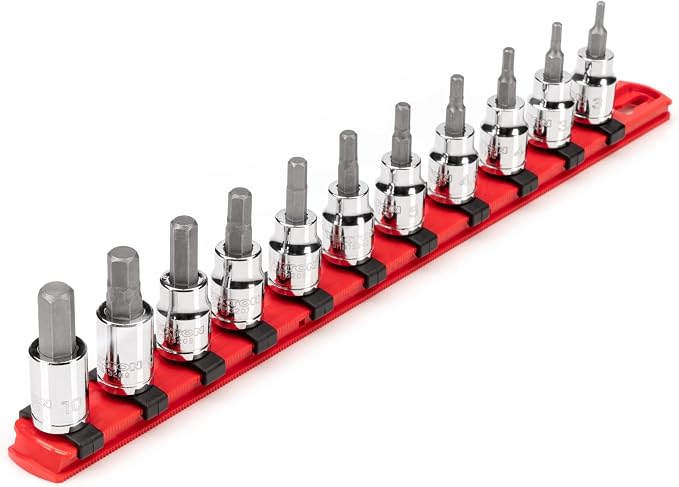 TEKTON Hex Bit Socket Set, 11-Piece | SHB91107 | 3/8 Inch Drive, (3 - 10 mm), Socket Rail