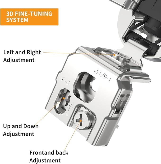 Chibery 6 Pack 1-5/16" Overlay 3D Soft Close Concealed Hinge for Face Frame Door, Satin Nickel, Hidden 105 Open Angle Stainless Steel Hinge for Kitchen Cabinet Door