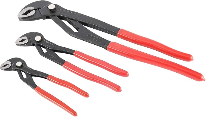 HighFree 3PCS Water Pump Pliers Set 7Inch, 10Inch, 16Inch, Tongue and Groove Pliers Set Quick Adjustment by Pressing and Sliding Grips Any Shaped Object