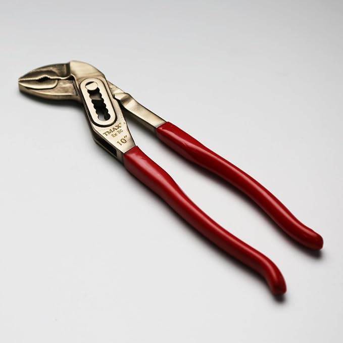 TMAX Non-Sparking 10" Adjustable Water Pump Plier, Aluminum Bronze Safety | Alligator V-Jaw, Tongue & Groove Joint | Spark-Free Non-Magnetic Corrosion-Resistant | Safety Tool For Hazardous Environment