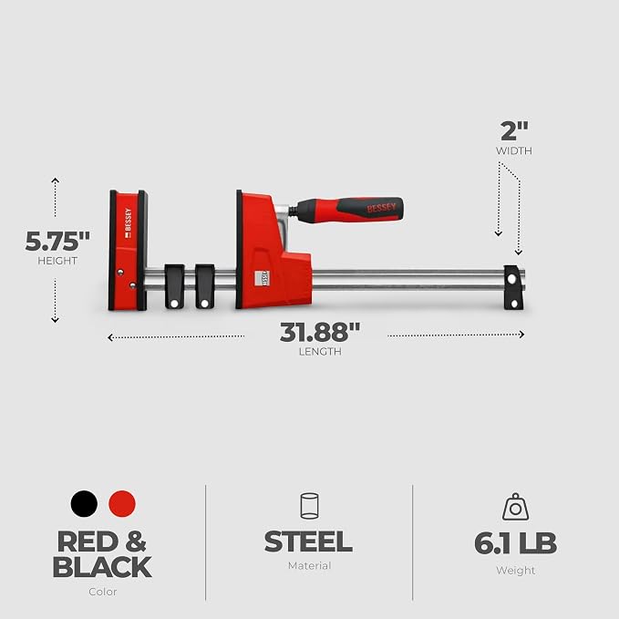 BESSEY K Body Revo 24 Inch Steel Ergonomic Parallel Bar Accessory Tool Clamp Kit with 2 Handles for Woodworking, Cabinetry, and Case Work, KRE3524