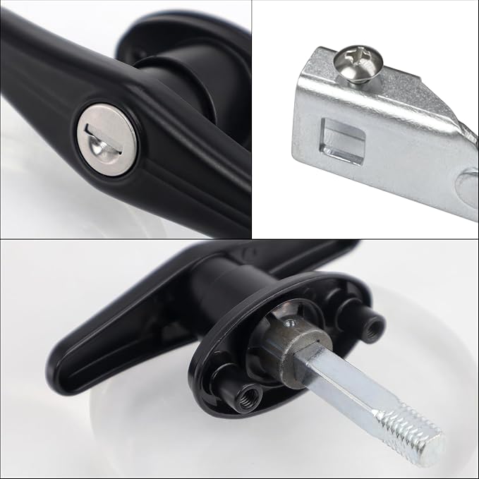 Keyed-Alike Locking T-Handle Kit for Truck Camper Shell/Cap & Topper - Black T-Handle Lock Set with Door Compatibility (Left) ﻿