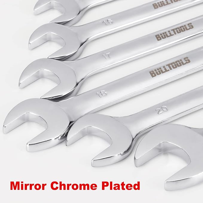 BULLTOOLS 32-Piece Combination Wrench Set, SAE and Metric 1/4"-1" & 7mm-22mm Wrenches Chrome Vanadium Steel Box End and Open End Standard Wrench Set with Case