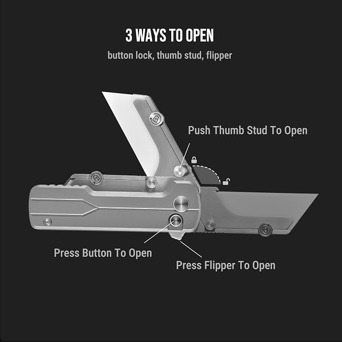 OKNIFE U1 Ultra Titanium Pocket Folding Utility Knife with Ceramic Blade, Button Lock EDC Box Cutter with Clip for Men Women