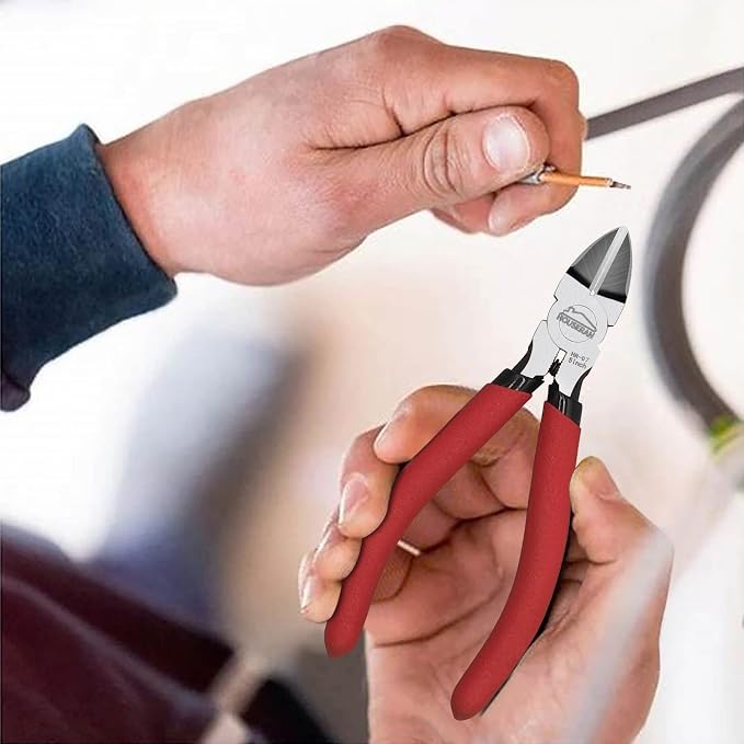 Wire Cutters 5 Pack, 5 Inch, Side Cutters, Flush Cut Pliers | Spring Loaded Cutting Pliers with Non-slip Red Handle, Dikes Wire Cutters Snips for Model Kits, Crafting, Zip Ties
